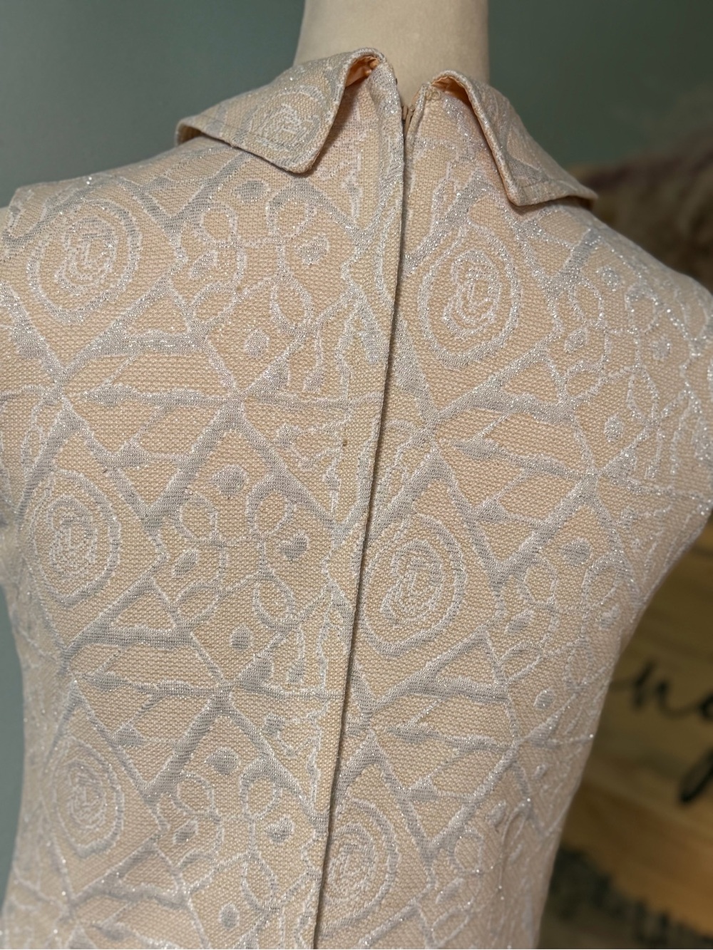 Sleeveless Cream Embroidered Midi Dress - Picture 6 of 9